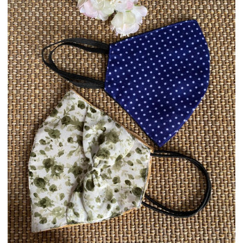 Green floral and polka dot duo face mask - Flower Child